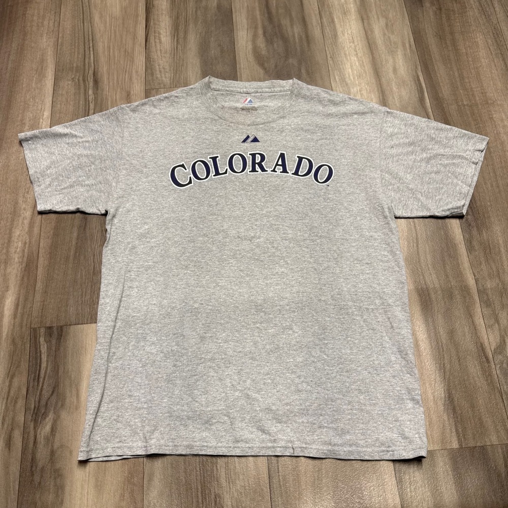 Majestic Colorado Rockies Matt Holliday 5 MLB Player T-Shirt Gray Large